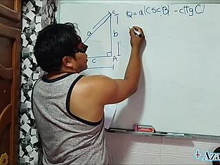 The Japanese teacher guides her nerdy student through a bedroom lesson on sexual tangents and cotangents.