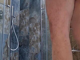 I am horny sexy jerking in shower moaning cumming