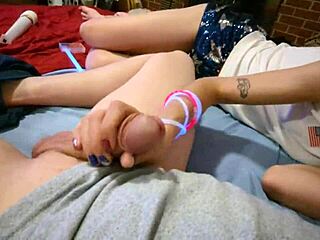 I give a close-up handjob on 4th of July, cum dripping with pretty nails