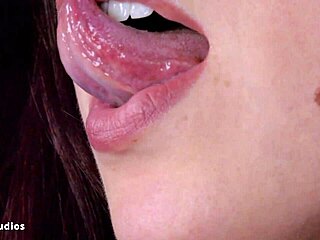 karly, the cute domme, dominates with mouth tests, sucking and kissing during bdsm massage