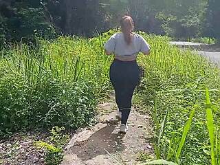 Big Boob Latina Flashes Tits and Ass Outdoors