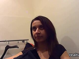 Charming Czech kitten faces intense teasing in the mall before POV penetration.