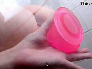 hey, green eyes blonde samantha rone fucks her dildo in the shower