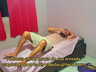 The stepfather makes an unexpected nighttime visit to his young Brazilian stepdaughter with a big cock