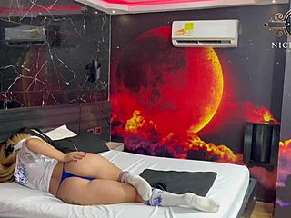 Blindfolded boss overlooks as I interact with his wife