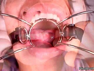 Gagged mouth fetish in closeup view