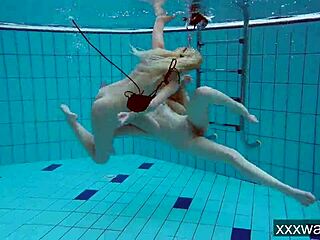 hot russian girls swimming nude in pool 😍