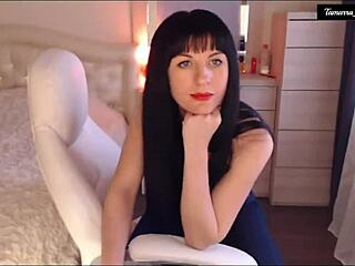 Tamarra Roman Strips Red Blouse And Jeans, Teases Tits, Fingers Pussy 😏