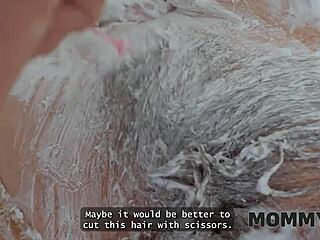 Mommy4k shaves mature pussy in bathroom, leading to hot fuck.