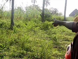 Adigun the farmer rides on the public ranch in the country
