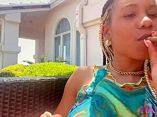 Smoker Beauty Jenna Foxx Rubs Her Horny Trimmed Pussy Outdoors with Big Natural Tits!