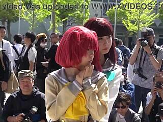 girls cosplaying love live sunshine characters in costumes