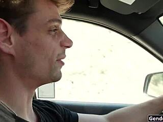 i hitchhiked with my shemale dick out, big tits bouncing