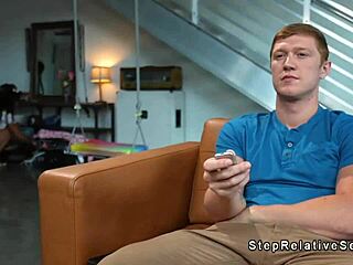 Tanned big tits stepsister meets big cock guy