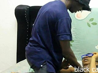 fucking white girl with blue eyeglasses in bedroom