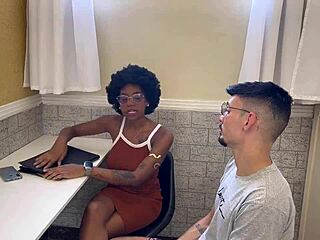 gym receptionist interacts with trainer in intense workout session