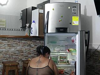 Oh wow, hot kitchen sex with my lover leading to massive creampie! 😍