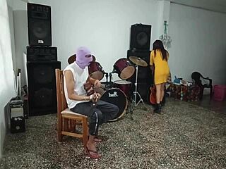 Sexy music teacher teases horny student with curves