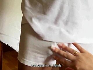 Stepson passionately fucks stepmom in doggystyle and missionary positions before her date, capturing every intense moment