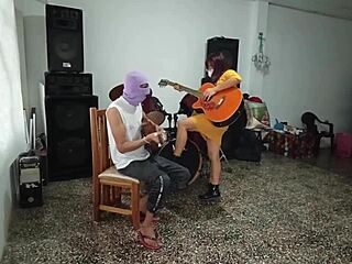 Sexy music teacher teases horny student with curves