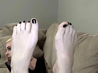 Small-boobed babe Sierra Cure's tiny feet get worshiped and fucked on the sofa! 😍👣