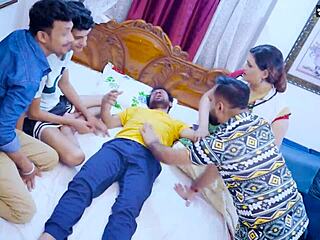 the desi lady doctor gets into an orgy gangbang with all patients.