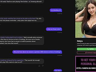 Playing strip poker with my AI slut, leading to oral sex