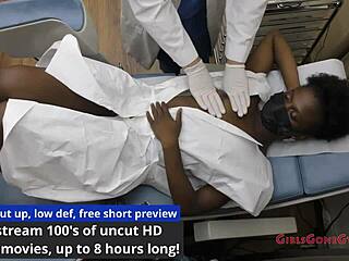 Rina Arems gets her yearly checkup with the nurse spreading her pussy