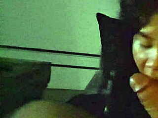 In low light, he fucks the teen on the couch