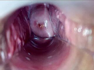 Donna arrapata gode orgasmo pulsante in figa con speculum