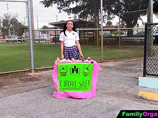 step brother feels intense passion stacking his little school stepsister after she sells cupcakes, leading to orgasm