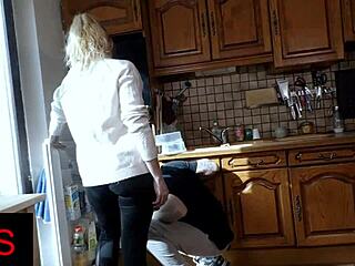 Slutty blonde milf fucked in the kitchen
