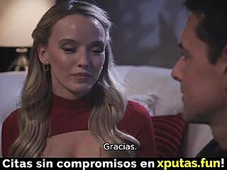 passionate blonde with big tits sucks and fucks