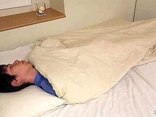 Japanese step-sister gets caught during christmas and seduced into old young mmf threesome