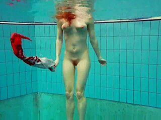 I saw hot underwater teen marketa in bikini at the pool, shes so petite and sexy