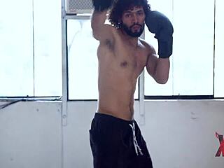 Curvy latina teens deepthroat and ride boxing coach in quickie.