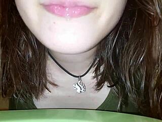 A woman demonstrates spitting in high definition