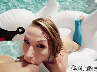 Natural Tits Babe Charley Hart Drilled Intensely By The Pool