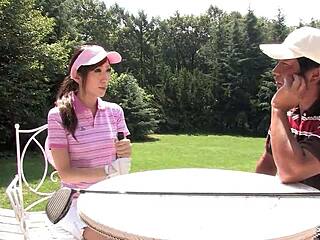 Skinny Japanese Teen at Golf Lesson