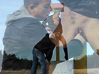 guy flashes pussy while jerking off during forest walk in 720p