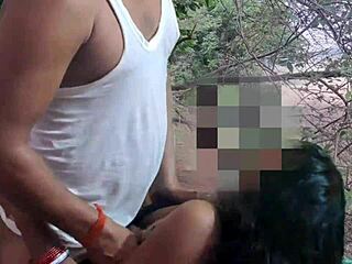 Desi santhali bhabhi's hairy pussy pounded outdoor by bodybuilder