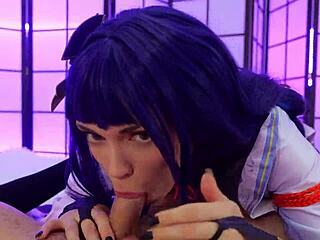 Raiden Shogun Cosplay Slut Scratches Stretches Wet Pussy Big Cock