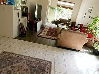 Trick-or-treater pounds chubby housewife's big ass pussy doggystyle in kitchen on Halloween.