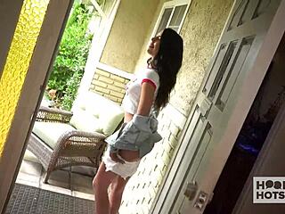 wanna see hot brunette rachel rivers wrecked by one huge dick in all holes?