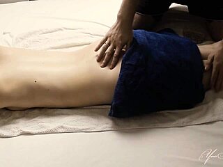 Erotic massage makes beauty moan loud into massive orgasm then handjob finish