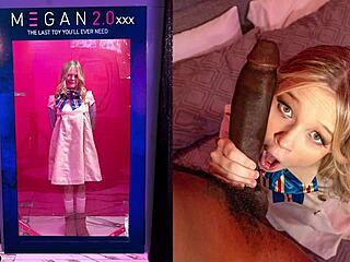 Petite TEEN m3gan DESTROYED by BIG BLACK COCK in halloween cosplay