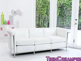 Blonde Teen's Tight Cunt Spills Creampie After Monster Cock Pounding