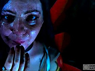 Bound submissive teen takes rough anal in outdoor mud pit