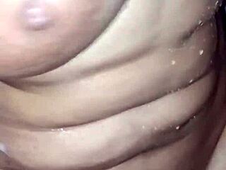 colombian bride sneaks homemade dildo play in shower while big ass shakes