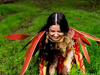 Bound submissive teen takes rough anal in outdoor mud pit